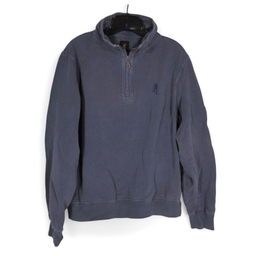 BROWNING Blue FLEECE BACKING Pullover LOGO 1/4 Zip MEN'S SWEATSHIRT/TOP Sz M